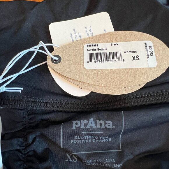 prAna Womens Aurelia XS Bathing Suit Bikini Bottom High Waisted XTRA-SMALL Black - Picture 8 of 9
